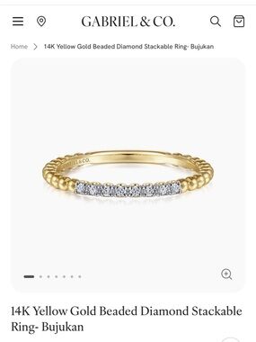 Gabriel & Co. 14K Yellow Gold Beaded Diamond Stackable Ring | Size 6.5